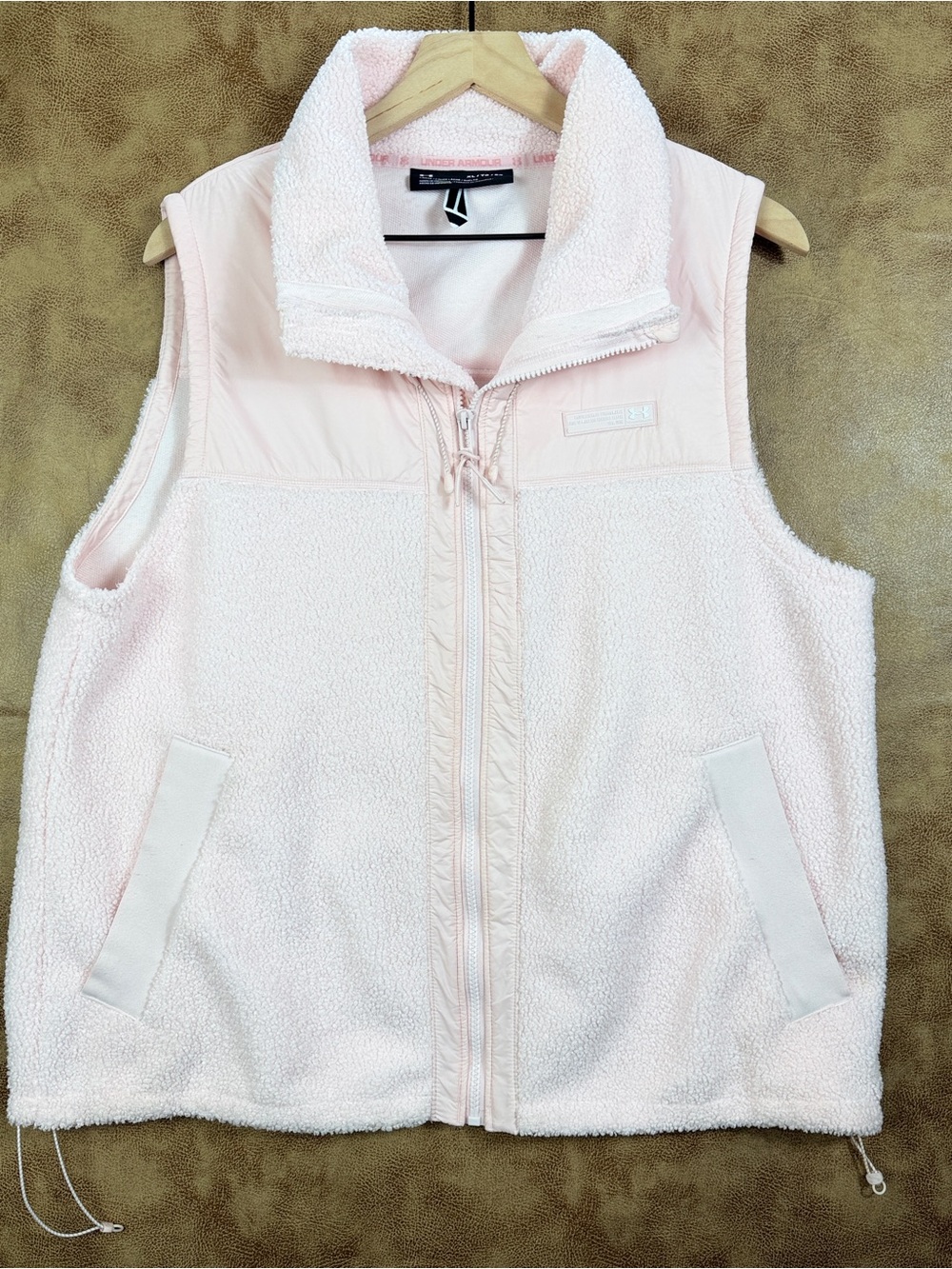 Under Armour Teddy Sherpa Vest Pink Fleece Zip Up Jacket XL Cozy